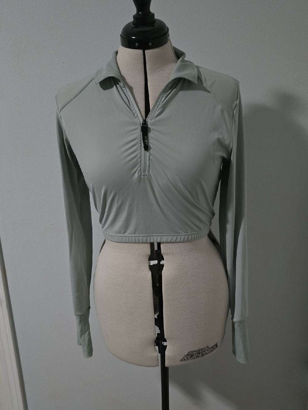POPFLEX Light Teal Long-Sleeve Crop Quarter-Zip